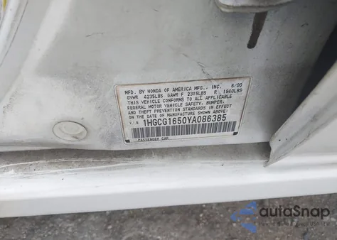 2000 Honda Accord 3.0 Ex from USA, damaged, VIN 1HGCG1650YA086385